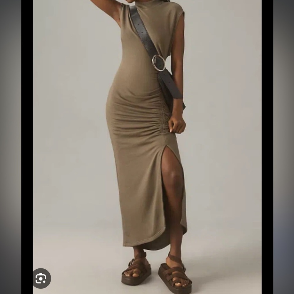 Anthropologie Daily Practice Ruched Midi Dress